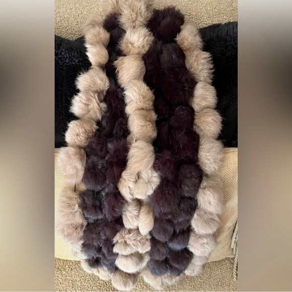 VINTAGE FAUX FUR WRAP SCARF - BROWN/TAN - Picture 4 of 5